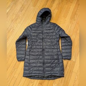 Women's Navy Hooded Lightweight Puffer Coat - Medium